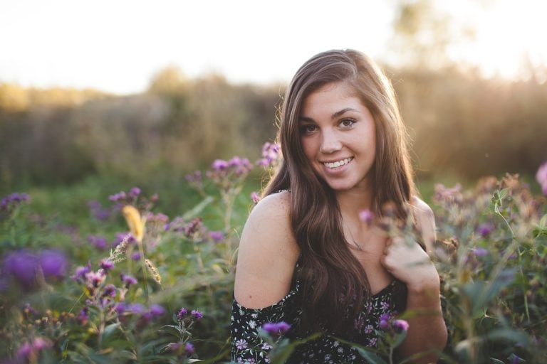 Girl Flowers Smile