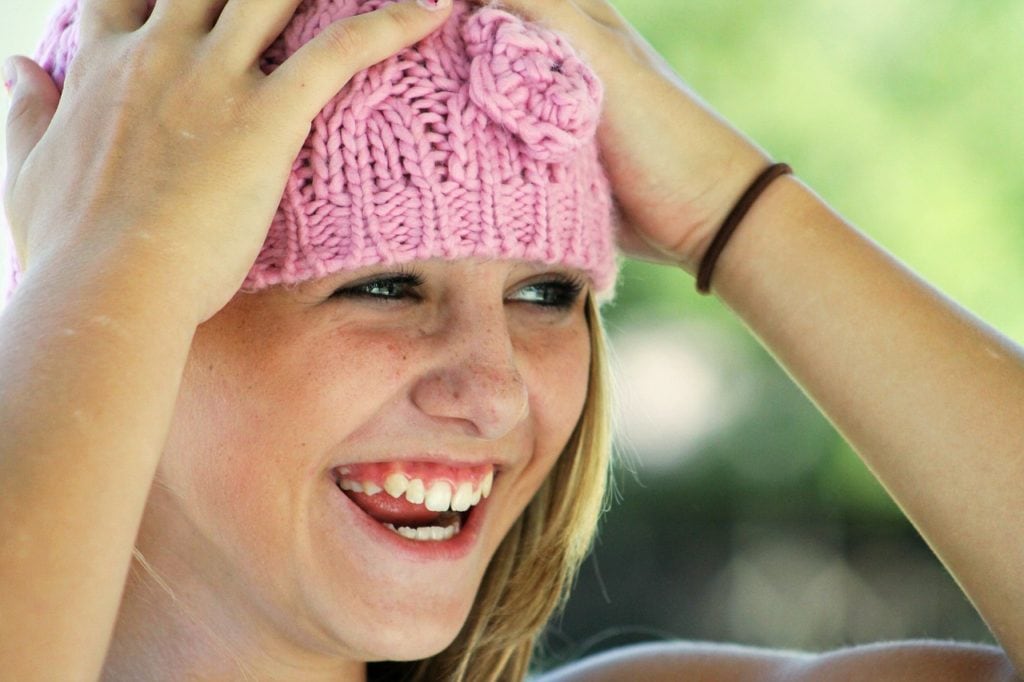 girl, hat, happy